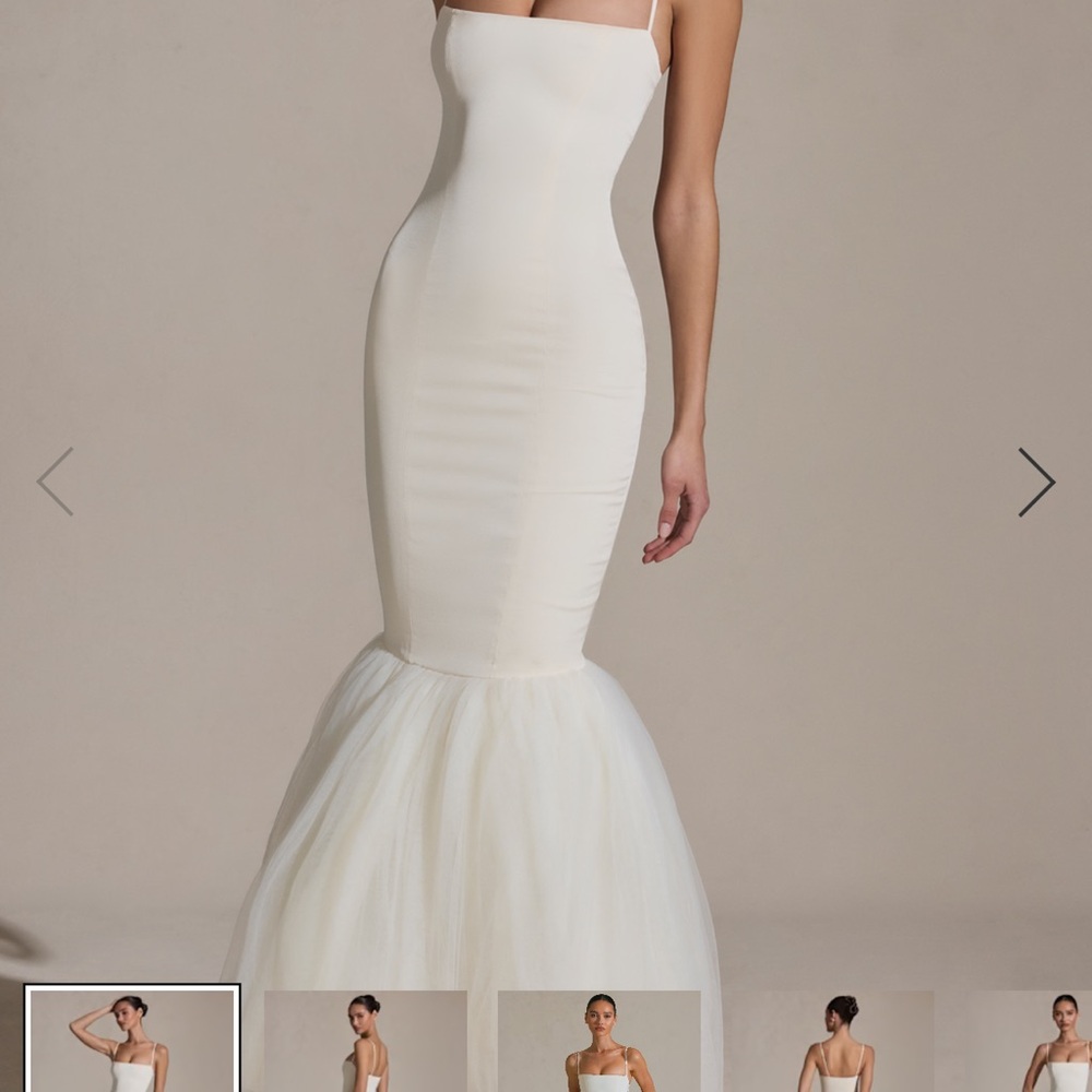 Tulle hem fishtail gown